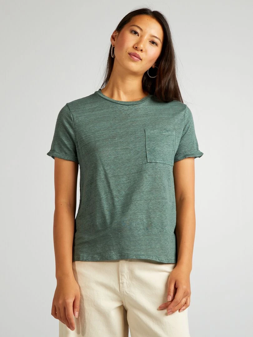 T shirt en lin   Vert