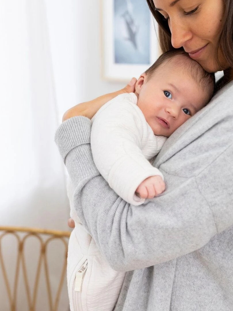 Bemini Gigoteuse  avec moufles Pady Tetra Jersey et jersey   Blanc cassé