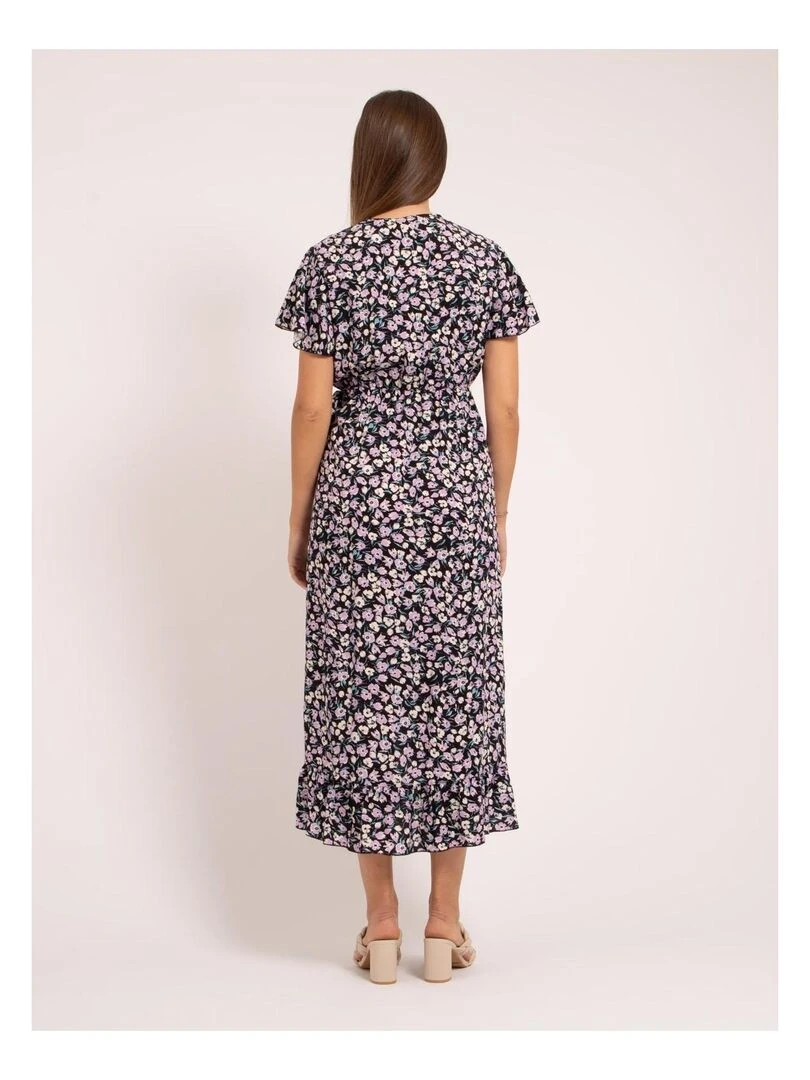 Robe longue portefeuille motifs ITANIA Noir