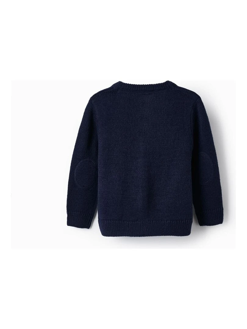 Pull en tricot avec coudières pour bébé garçon LITERATURE CLUB Bleu foncé