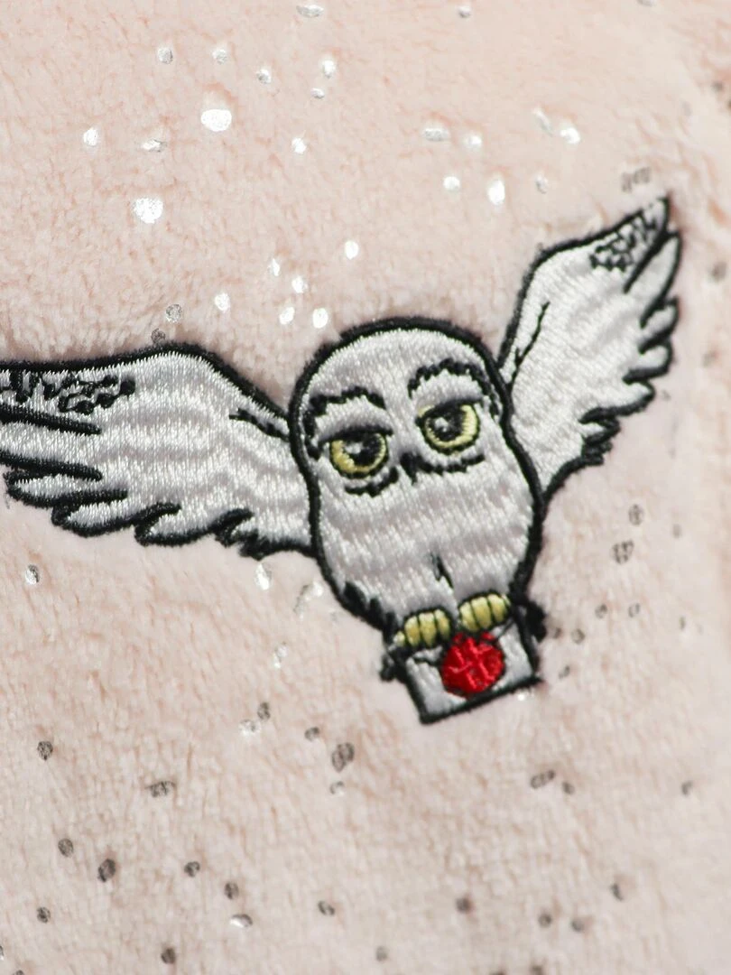 Robe de chambre brodée à capuche  HARRY POTTER HEDWIGE   Rose clair