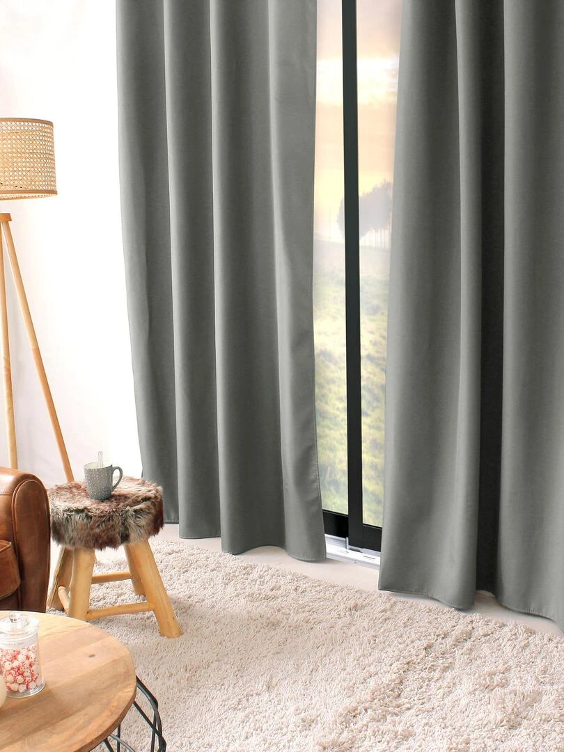Rideau thermique en microfibre doublée   Gris clair