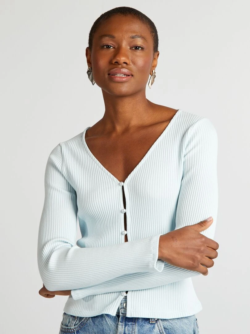 Gilet en jersey côtelé Bleu