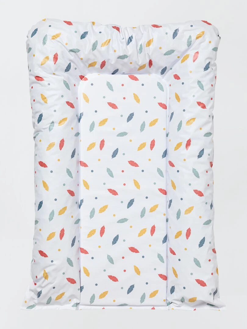 Matelas à langer imprimé plumes Blanc