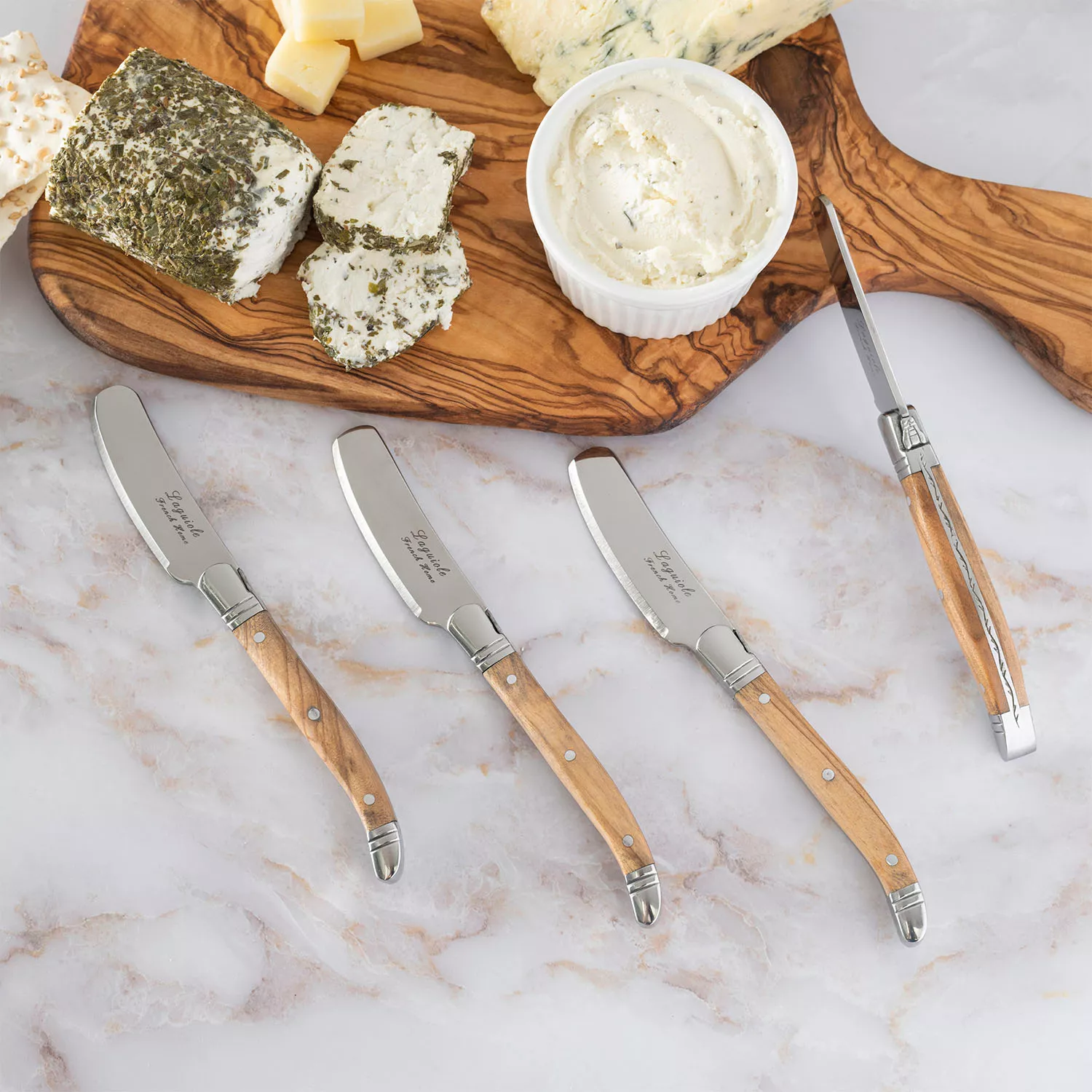 French Home Connoisseur Laguiole Spreaders with Olivewood Handles, Set of 4