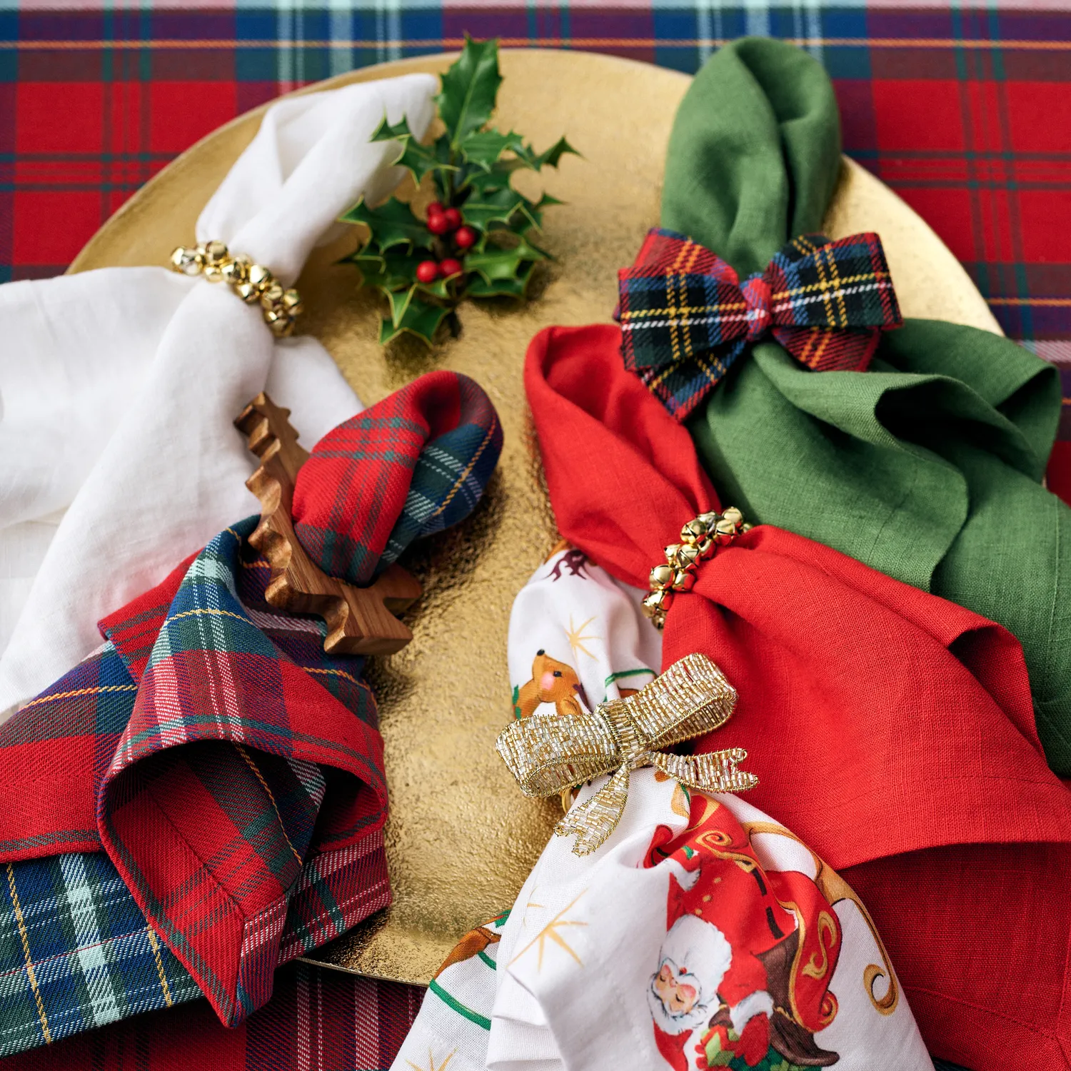 Sur La Table Christmas Tree Napkin Rings, Set of 4