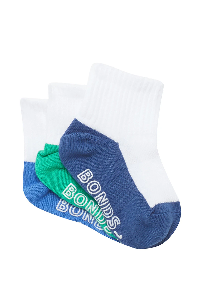 Baby Logo Lightweight Quarter Crew Socks 3 Pack