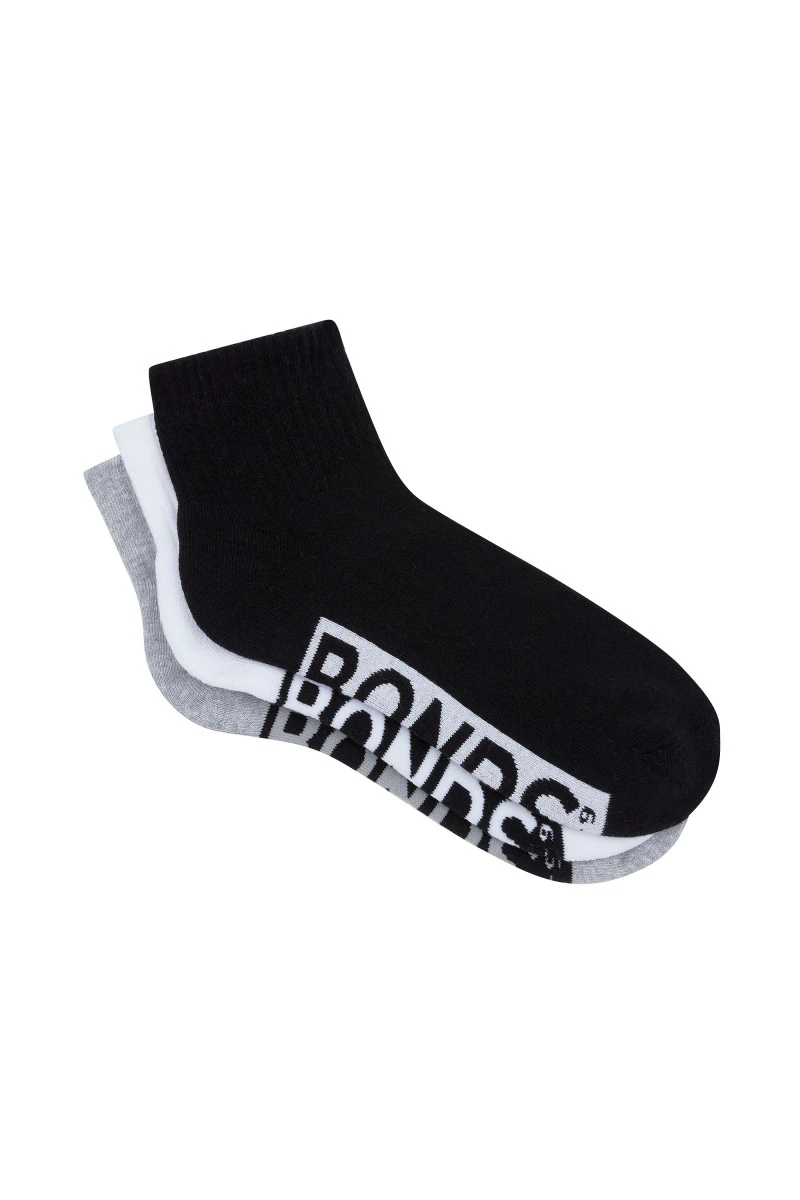 Mens Logo Cushioned Quarter Crew Socks 3 Pack