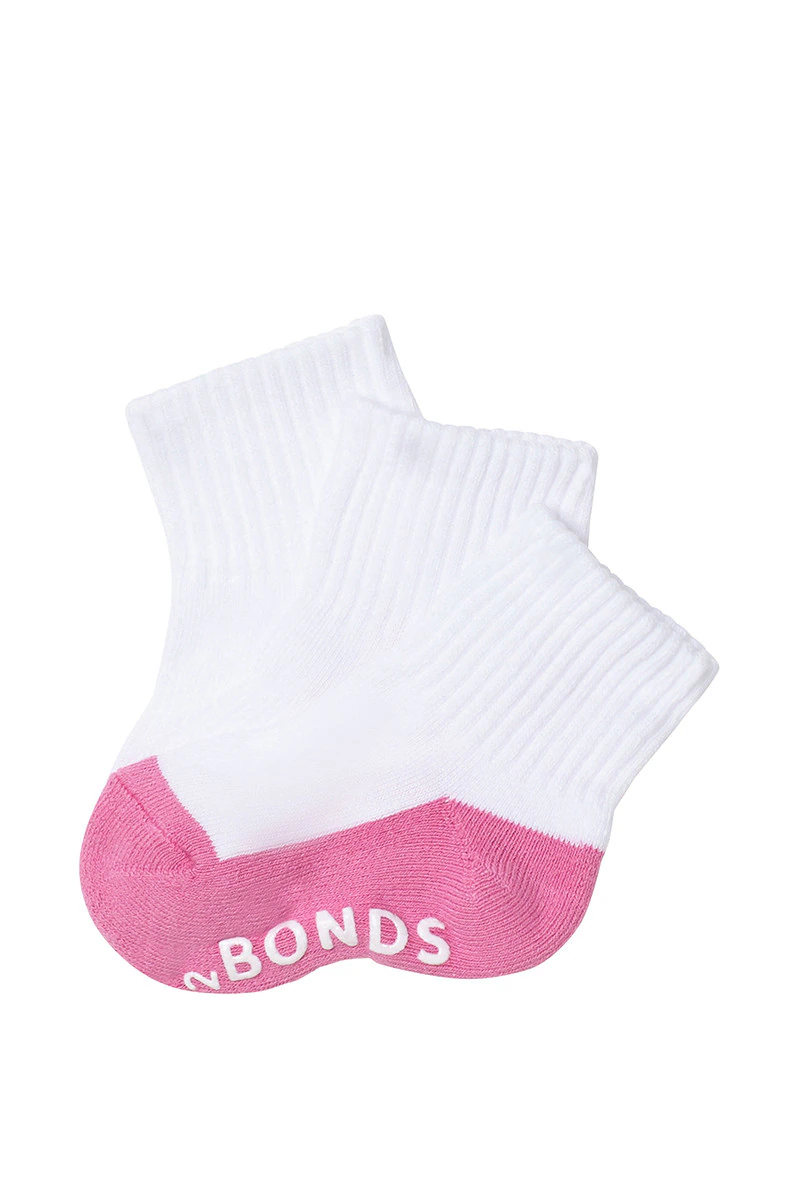 Baby Logo Cushioned Quarter Crew Socks 3 Pack