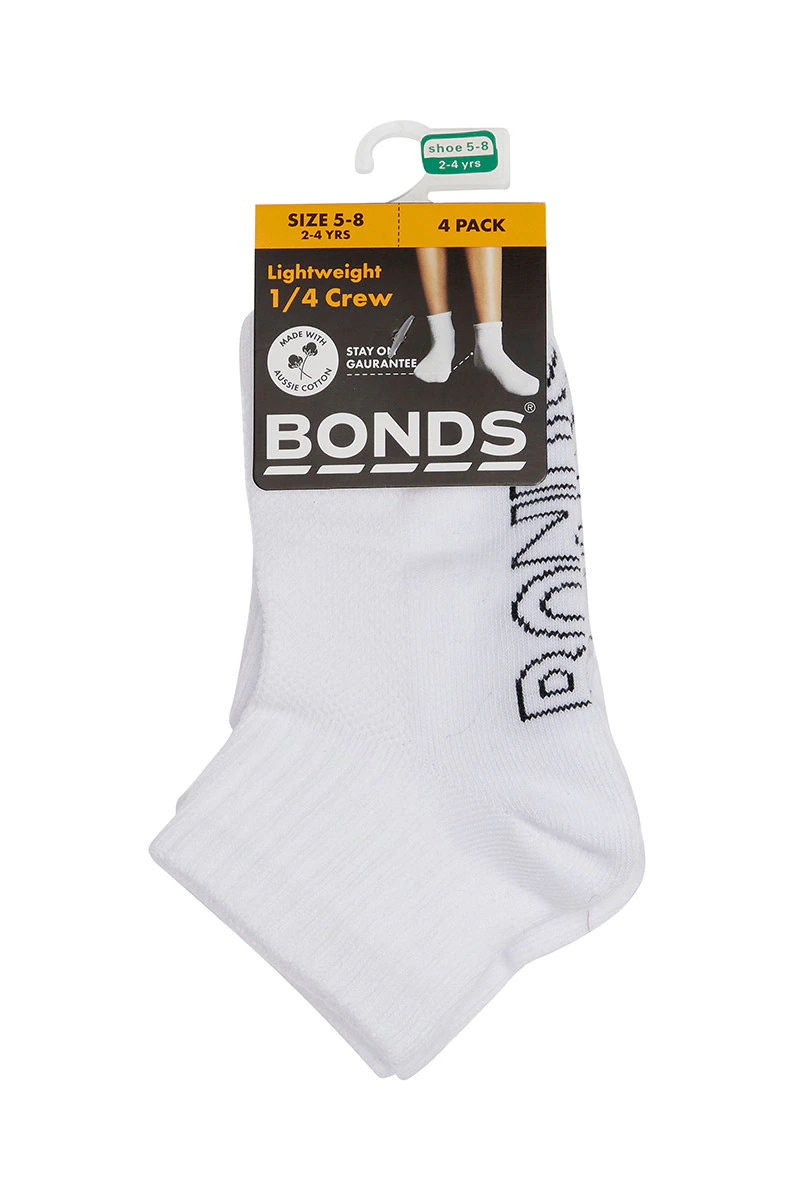 Kids Logo Light Quarter Crew 4 Pack