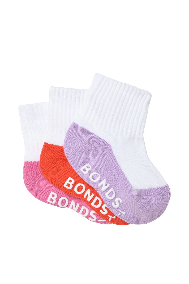 Baby Logo Cushioned Quarter Crew Socks 3 Pack
