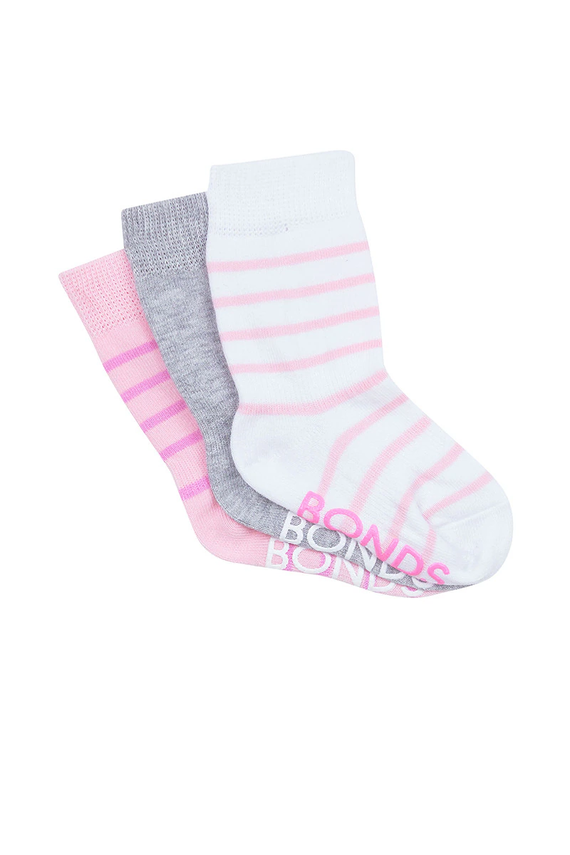 Baby Stay On Crew Socks 3 Pack