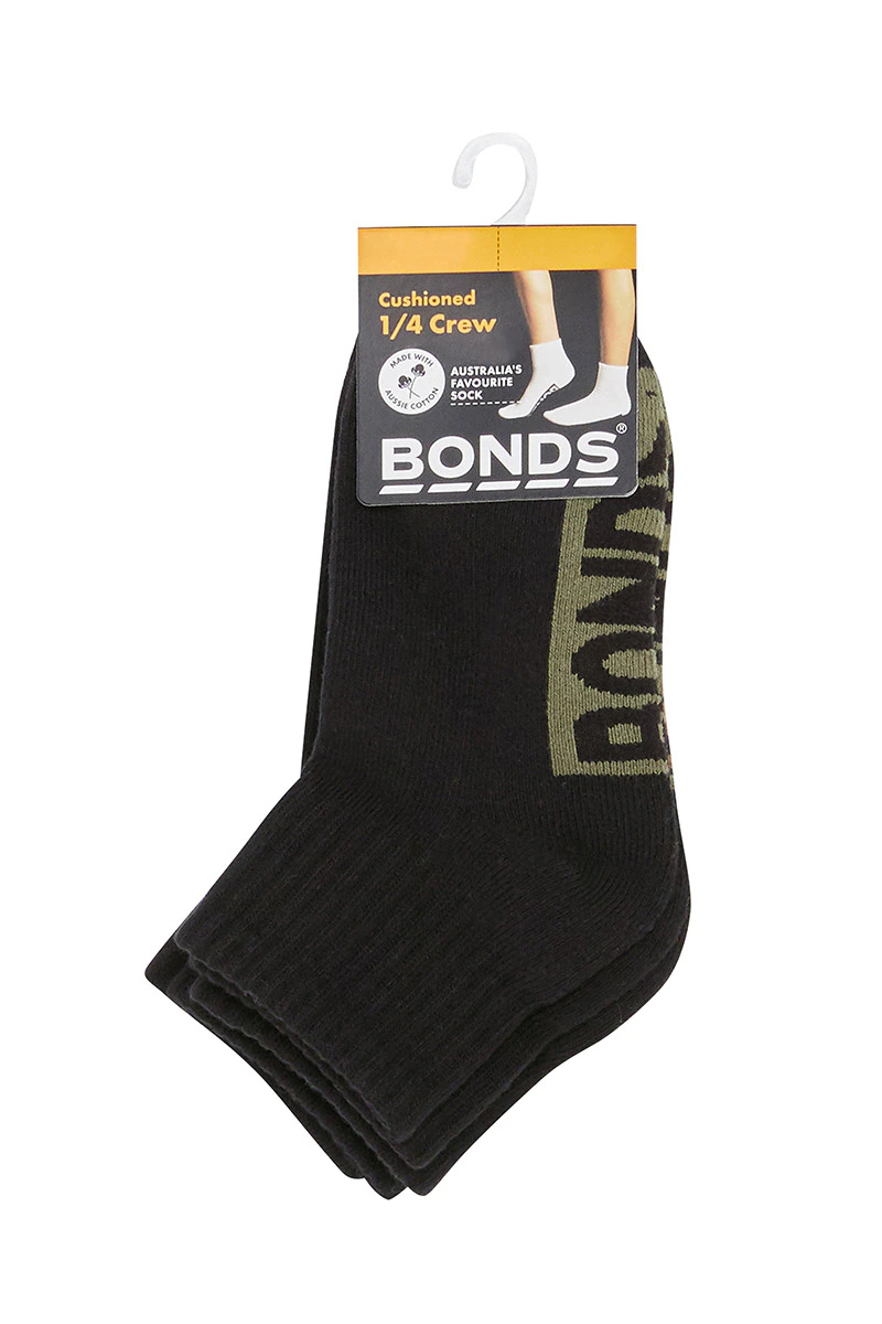 Kids Logo Cushioned Quarter Crew Socks 3 Pack