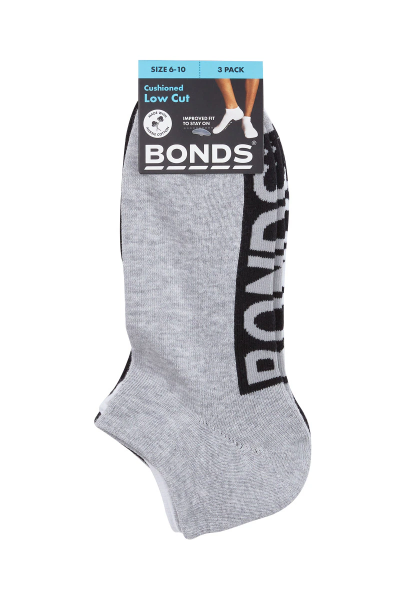 Mens Logo Cushioned Low Cut Socks 3 Pack