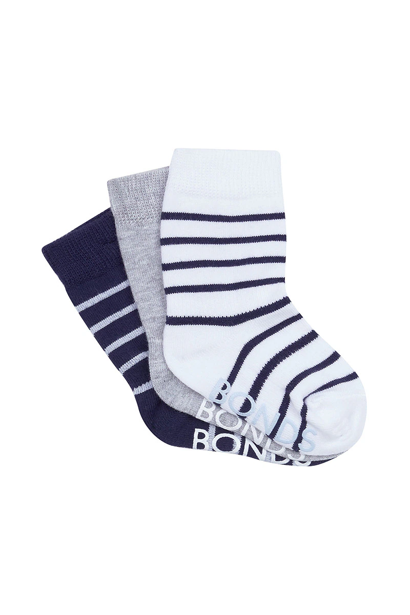 Baby Stay On Crew Socks 3 Pack