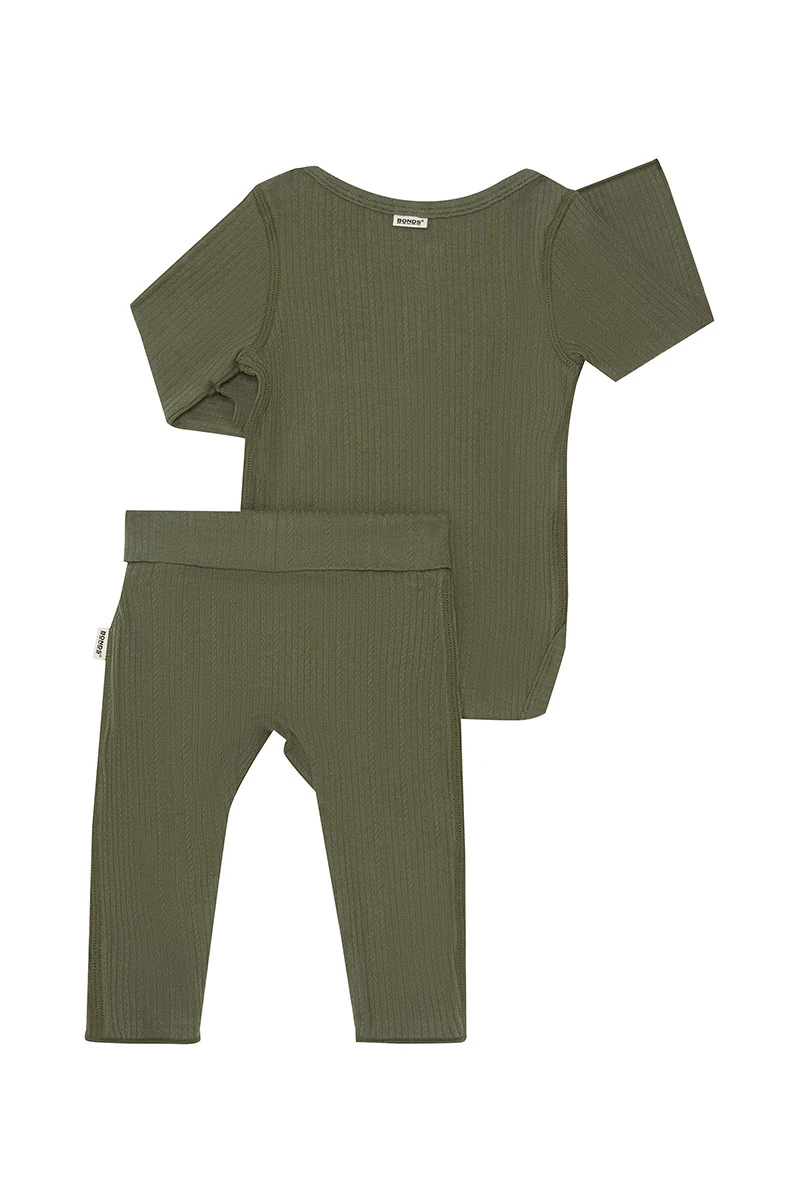 Pointelle Long Sleeve Bodysuit And Legging Set