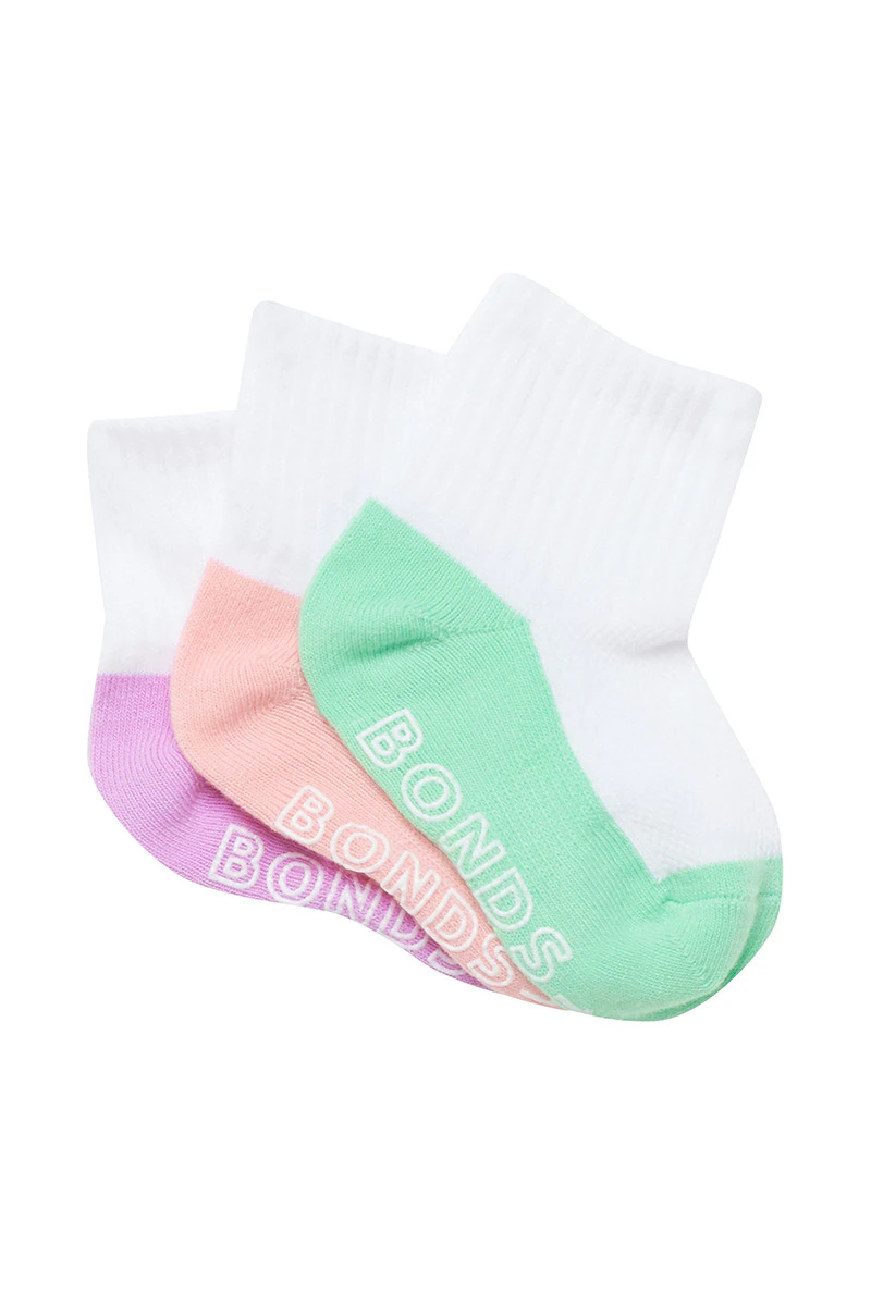 Baby Logo Lightweight Quarter Crew Socks 3 Pack