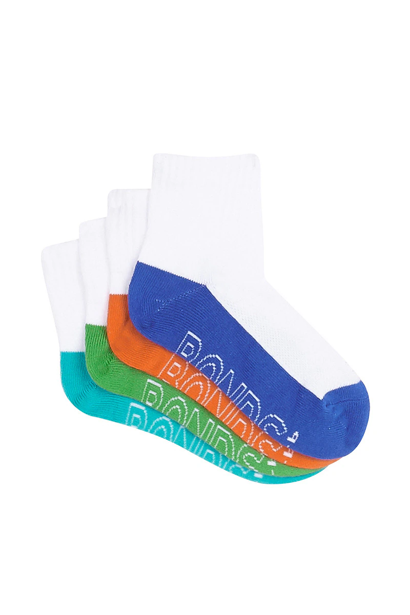 Kids Logo Light Quarter Crew Socks 4 Pack