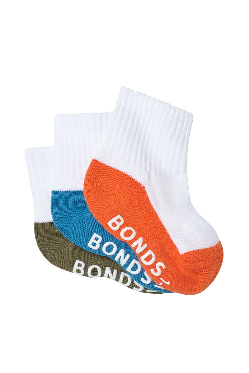 Baby Logo Cushioned Quarter Crew Socks 3 Pack