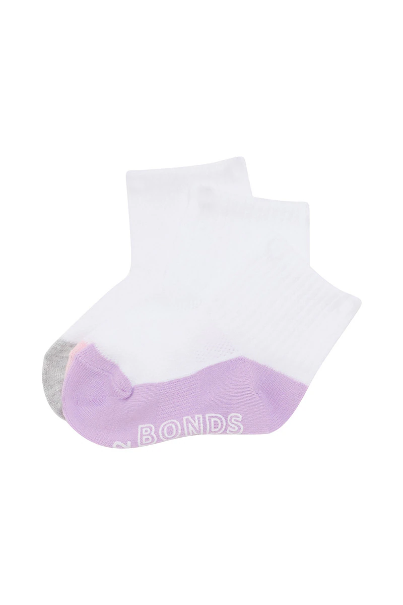 Baby Logo Lightweight Quarter Crew Socks 3 Pack