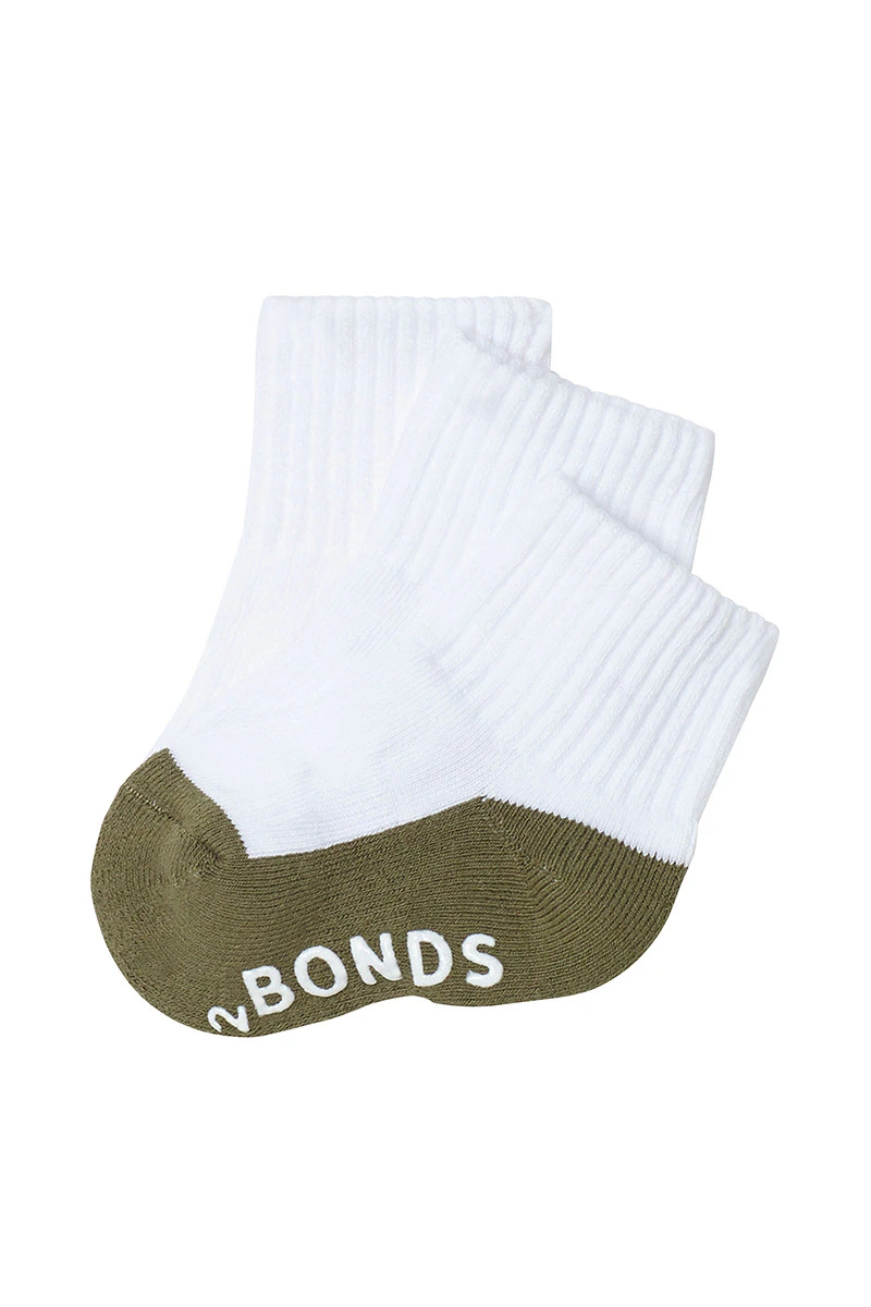 Baby Logo Cushioned Quarter Crew Socks 3 Pack