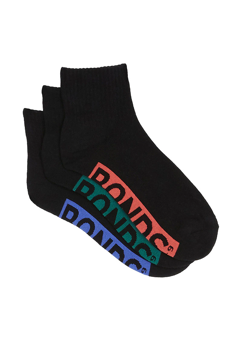 Mens Logo Cushioned Quarter Crew Socks 3 Pack