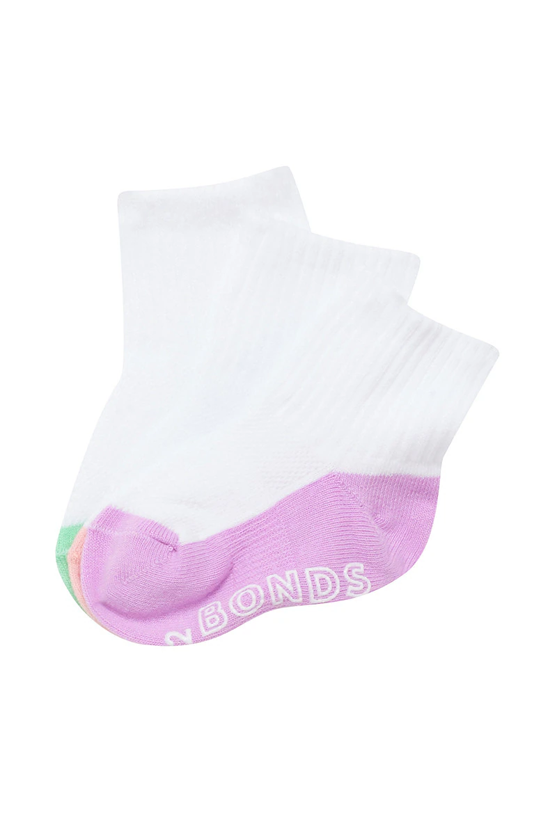 Baby Logo Lightweight Quarter Crew Socks 3 Pack