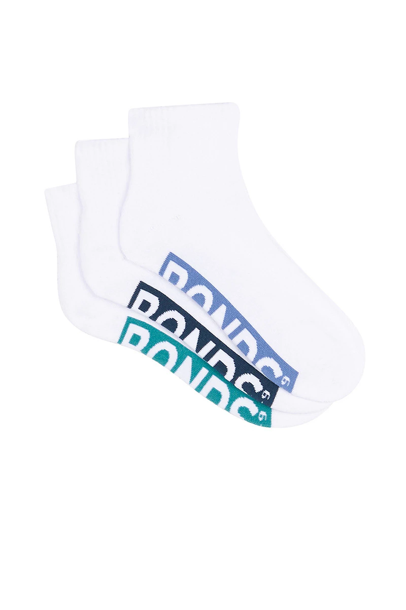 Mens Logo Cushioned Quarter Crew Socks 3 Pack