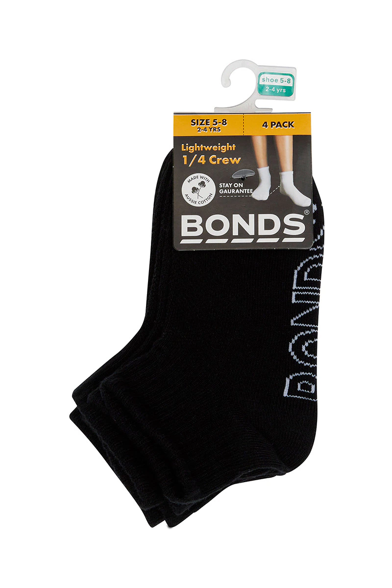 Kids Logo Light Quarter Crew 4 Pack
