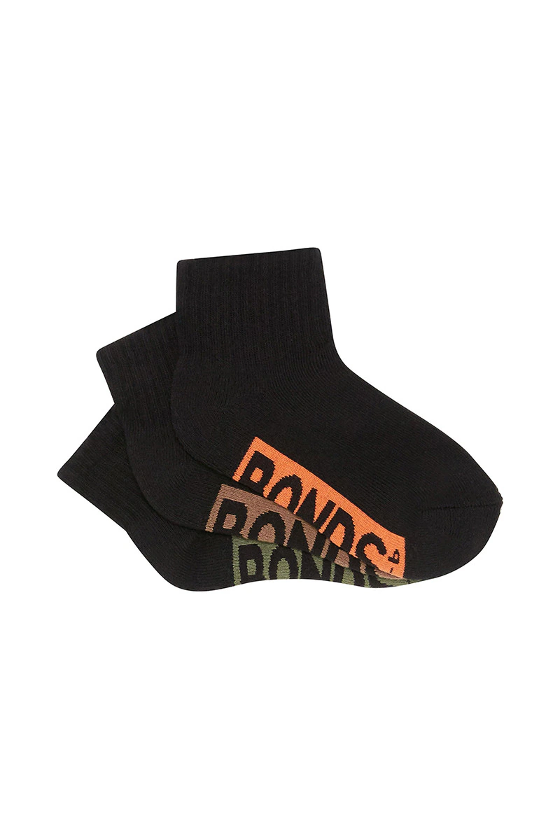Kids Logo Cushioned Quarter Crew Socks 3 Pack