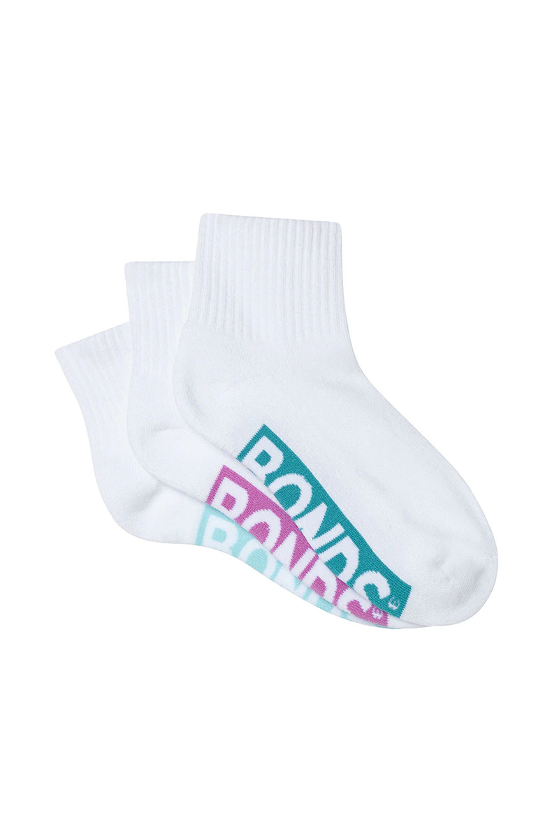 Womens Logo Cushioned Quarter Crew Socks 3 Pack