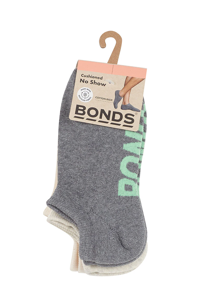 Womens Logo Cushioned No Show Socks 3 Pack