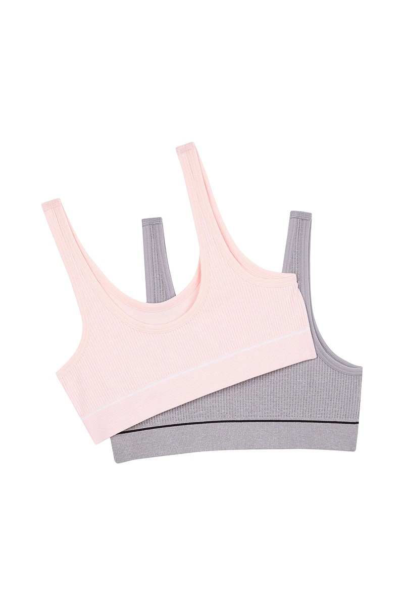 Girls Original Rib Tank Crop 2 Pack