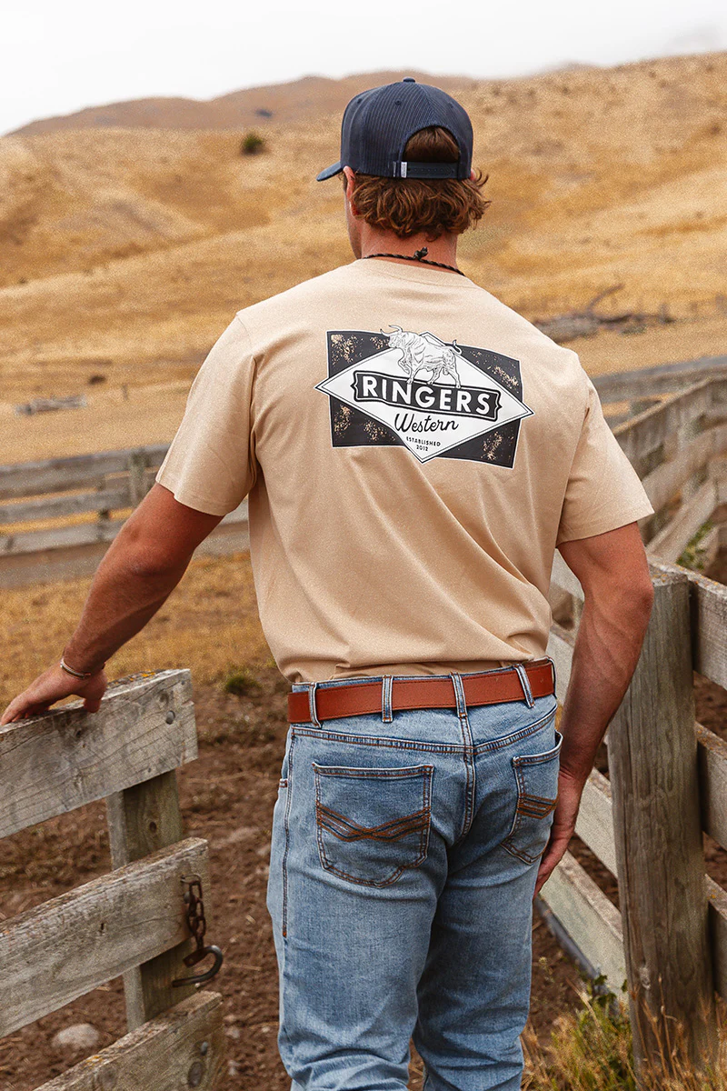 Hometown Mens Loose Fit T-Shirt - Dark Sand