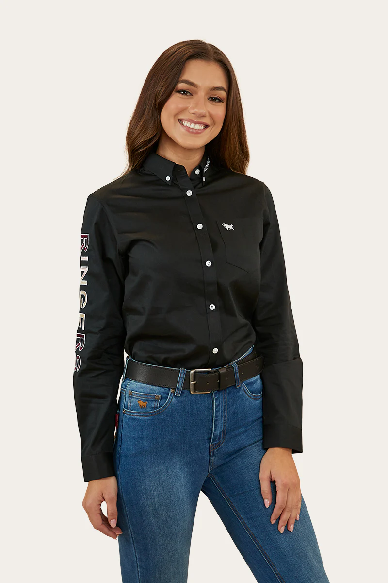 Malaya Womens Dress Shirt - Black / Pink Camo