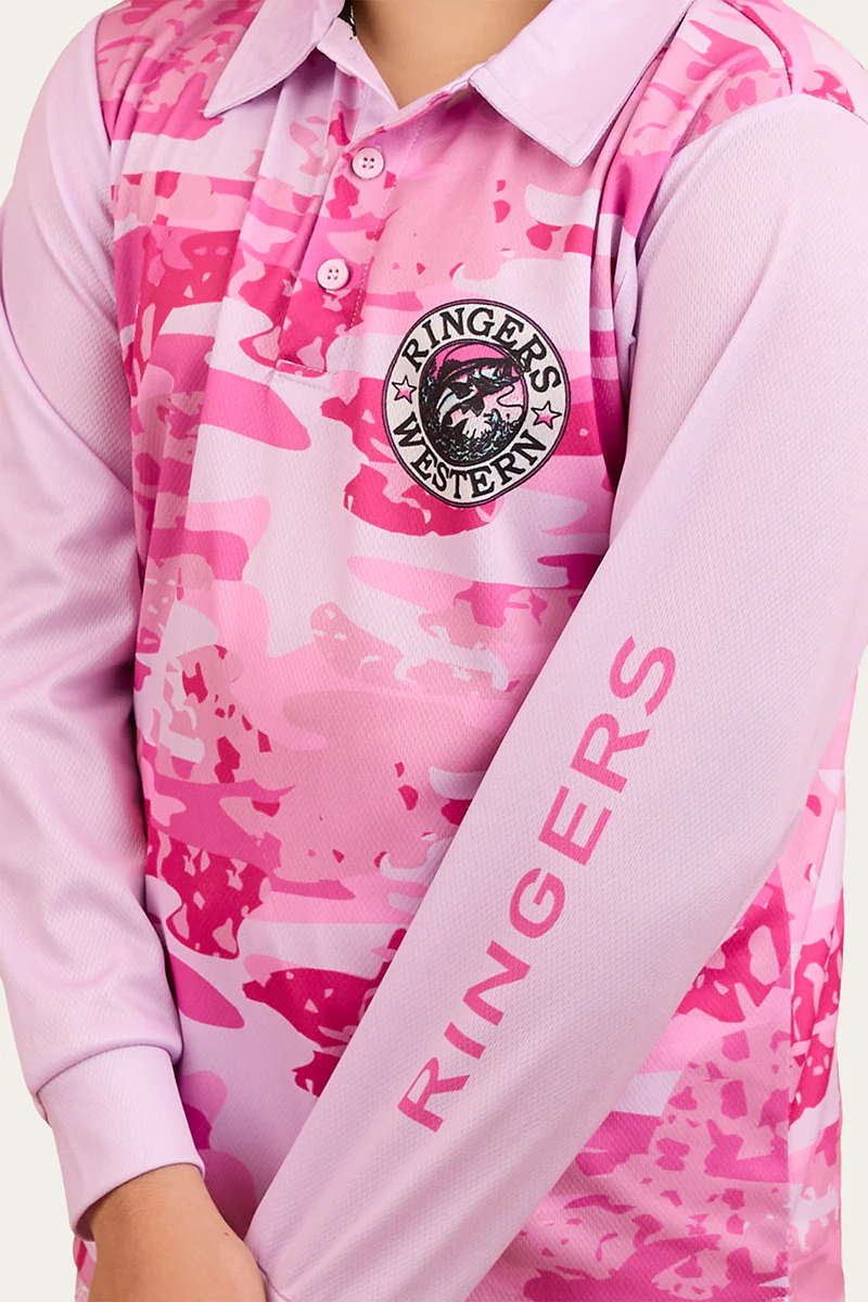 Big Catch Kids Fishing Jersey - Ballet Pink