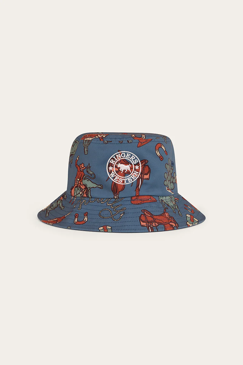 Mini Cowboy Kids Reversible Bucket Hat - Yale Blue