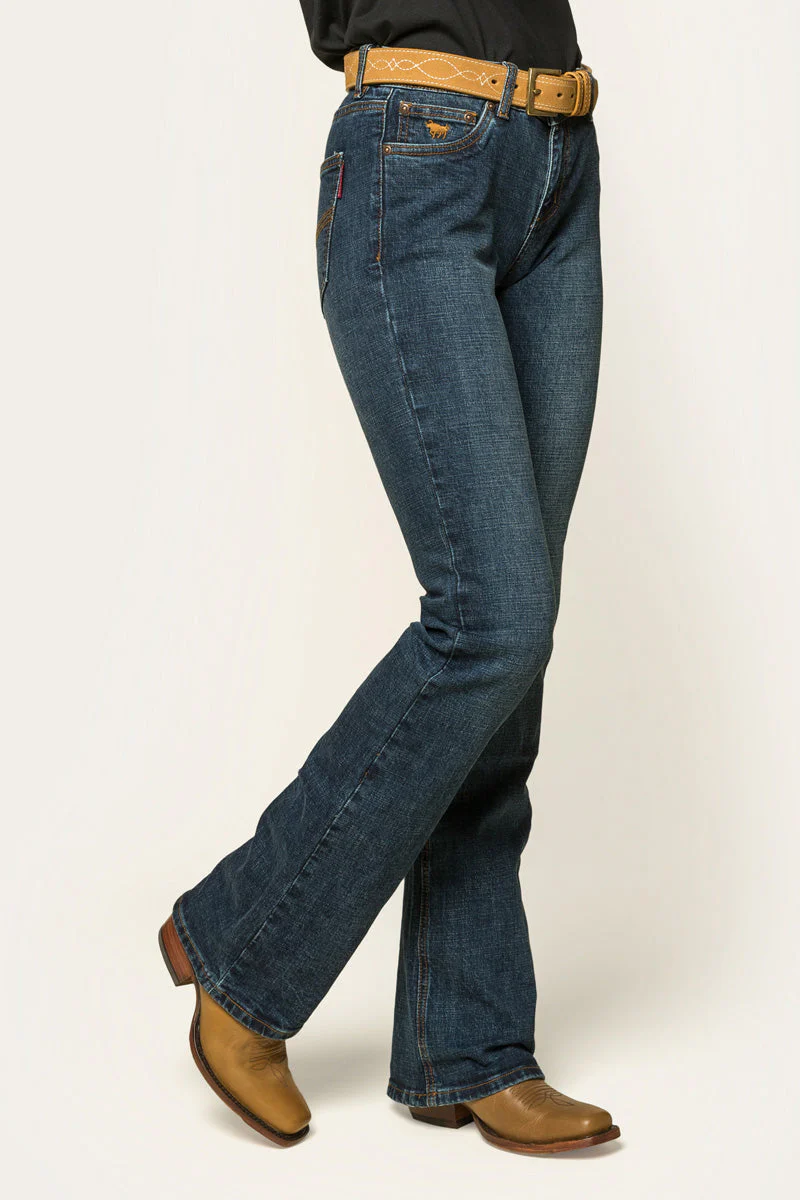 Megan Womens Low-Rise Bootleg Jeans - Classic Blue