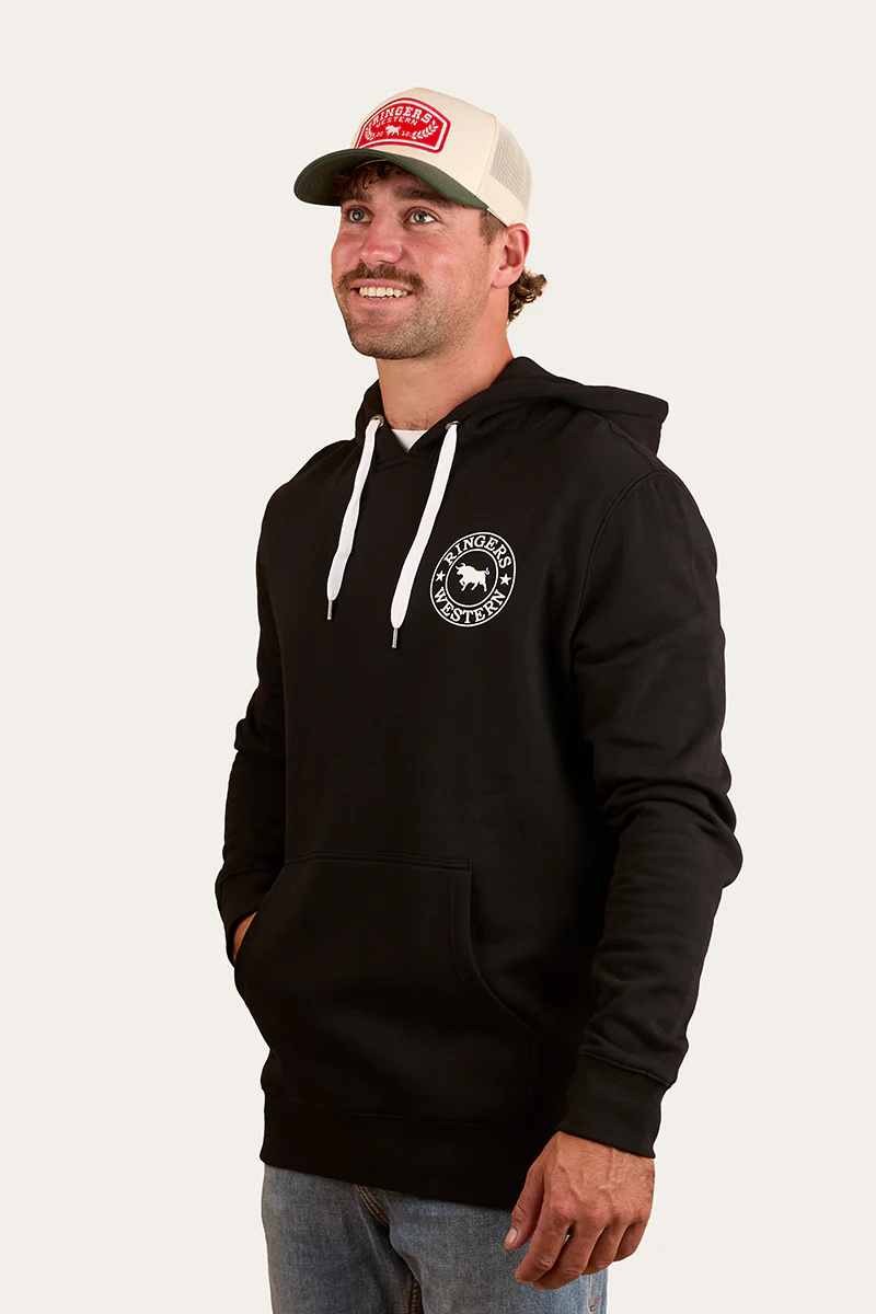 Signature Bull Mens Pullover Hoodie - Black/White