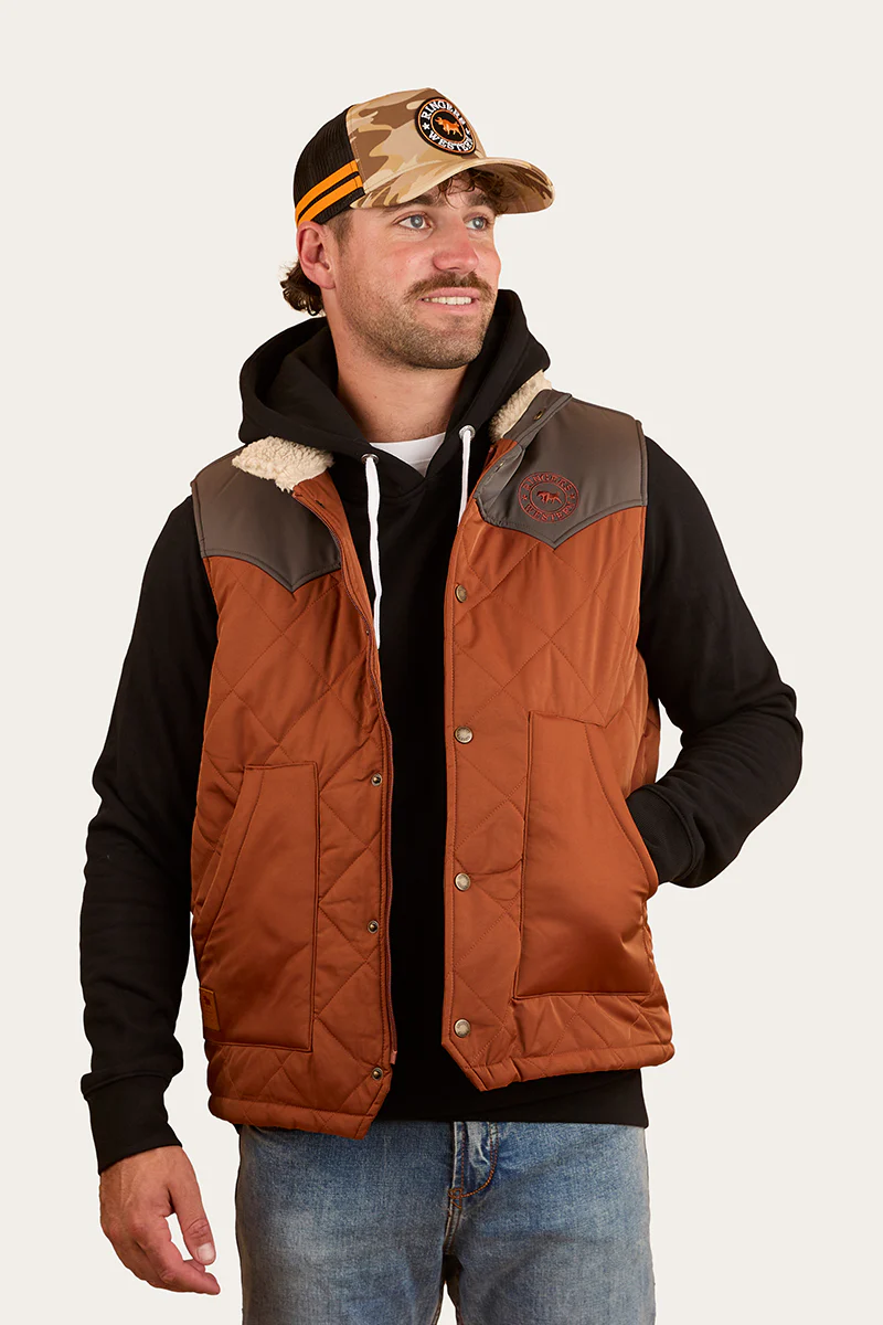 McKinlay Mens Puffer Vest - Tobacco / Charcoal