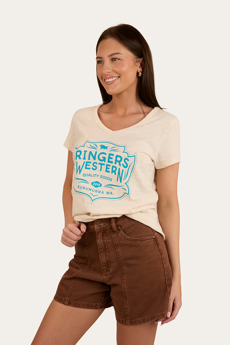 Quality Goods Womens V Neck T Shirt - Off White