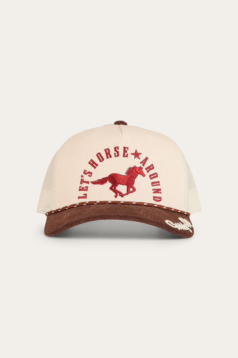 Lets Horse Around Trucker Cap - Off White / Chocolate