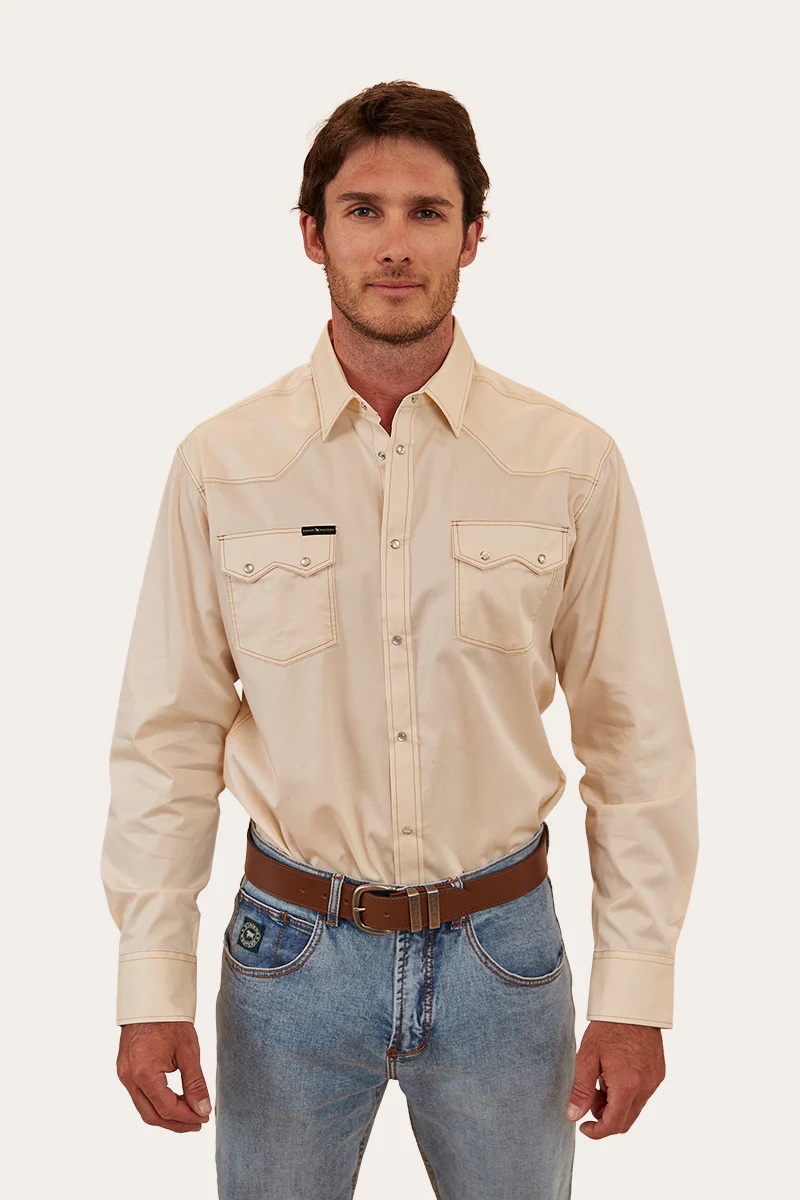 Mapleton Mens Western Shirt - Off White