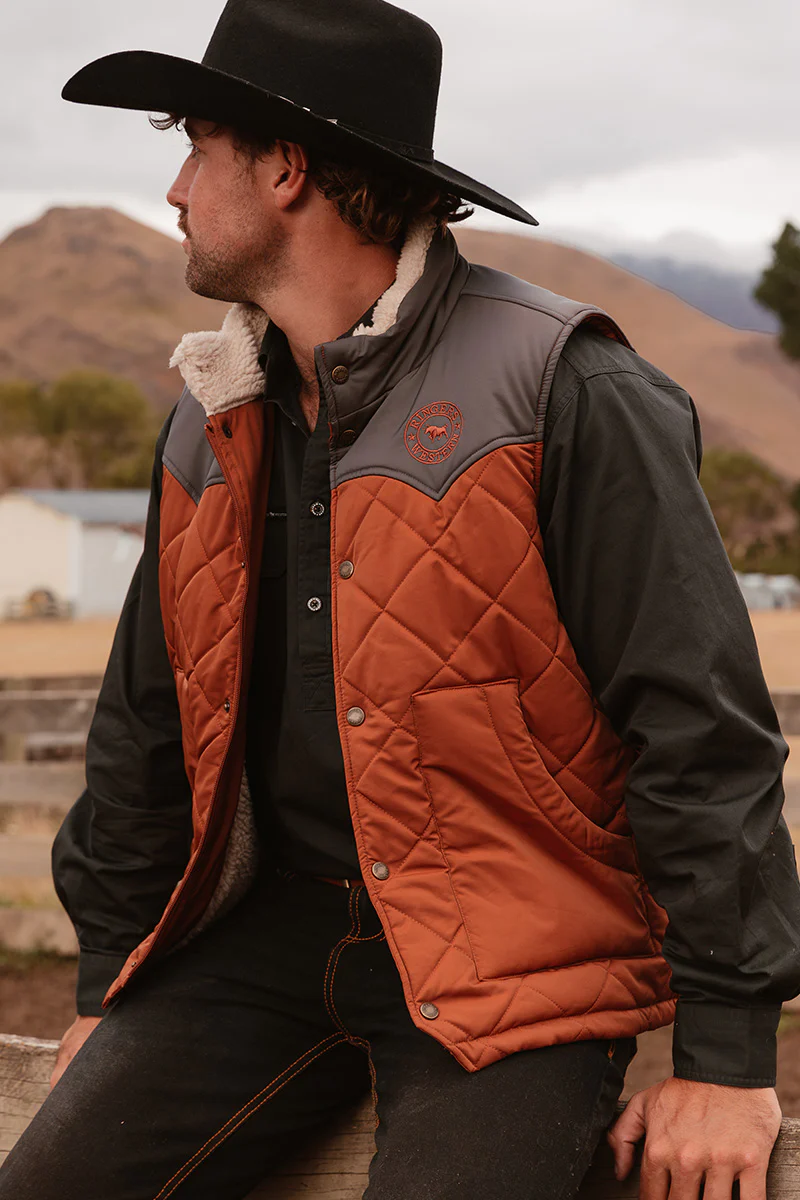 McKinlay Mens Puffer Vest - Tobacco / Charcoal