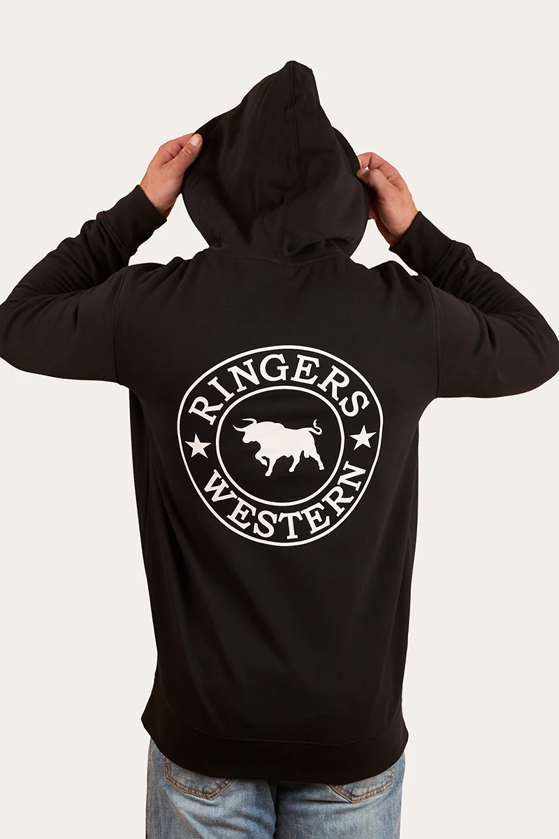 Signature Bull Mens Pullover Hoodie - Black/White