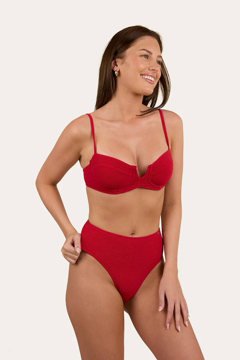 Country Sunset Textured Underwire Bikini Top - Red