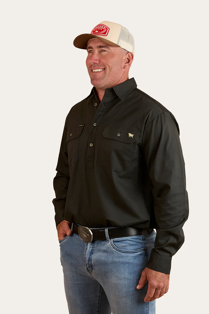 Condor Mens Half Button Work Shirt - Charcoal