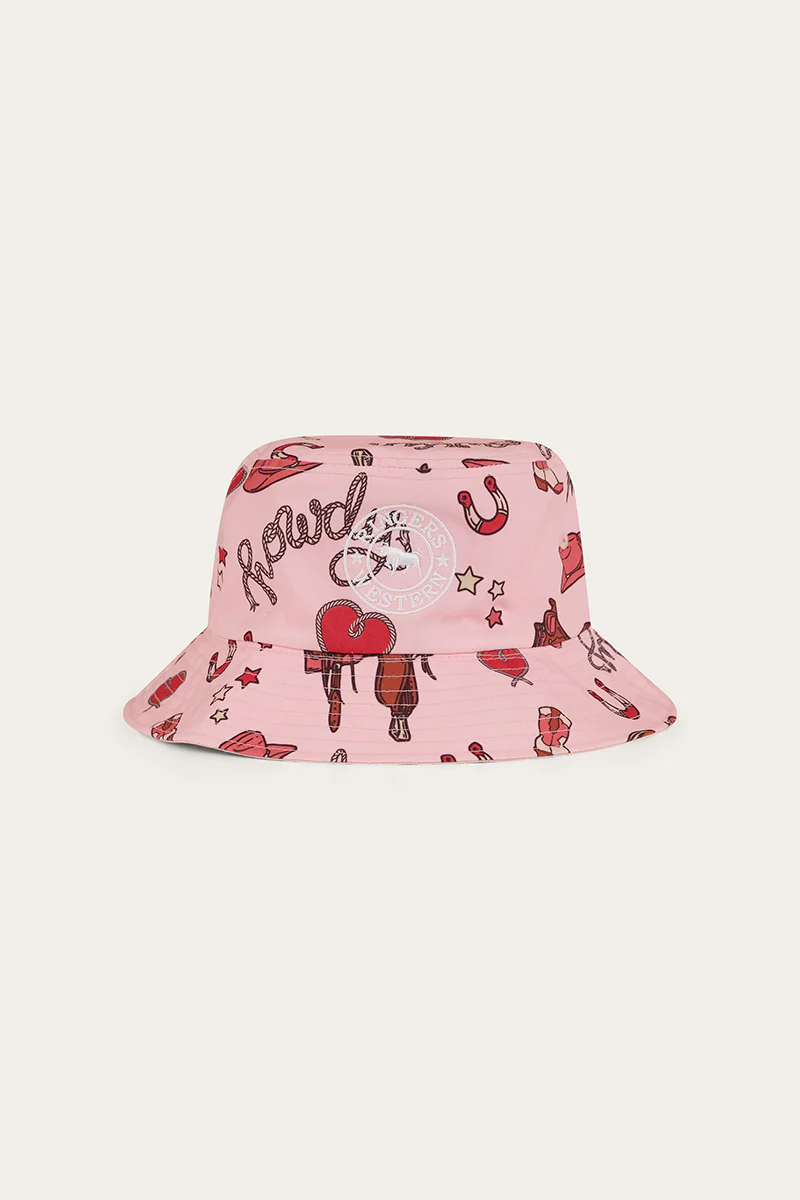 Mini Cowgirl Kids Reversible Bucket Hat - Dusty Pink