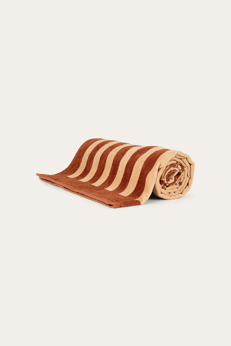 Oceanic Striped Cotton Towel - Tan