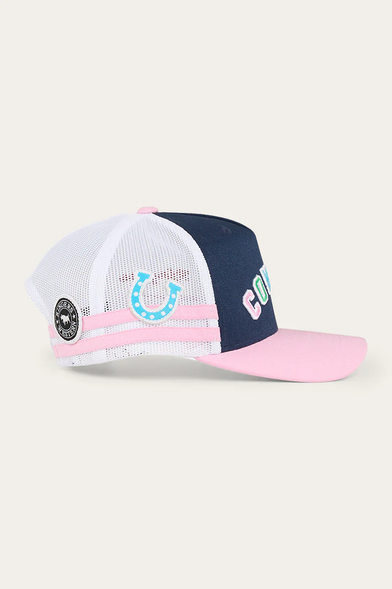 Cowgirl Kids Trucker Cap - Navy/Pastel Pink